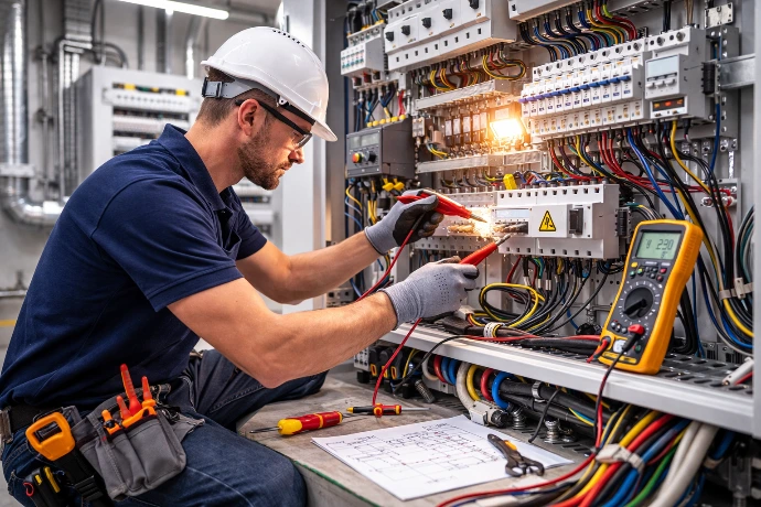 Elektriker bei Wartung elektrischer Anlagen in Wörgl und Kufstein